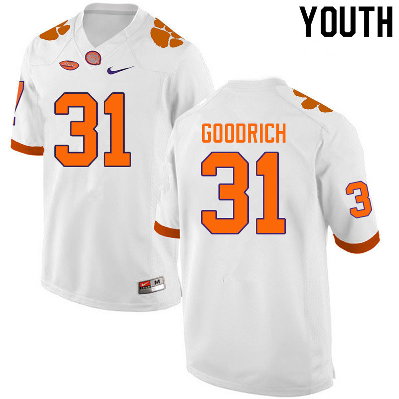 Youth #31 Mario Goodrich Clemson Tigers College Football Jerseys Sale-White